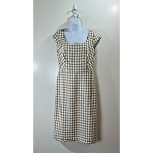 Ann Taylor Women’s Dress Size S 2 Brown White Gingham Classic Preppy Office NWOT